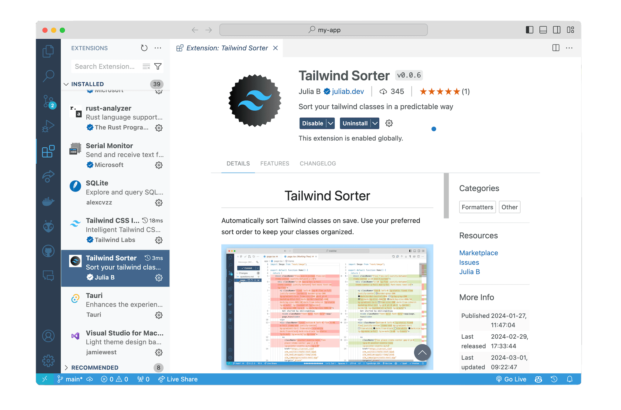Tailwind Sorter